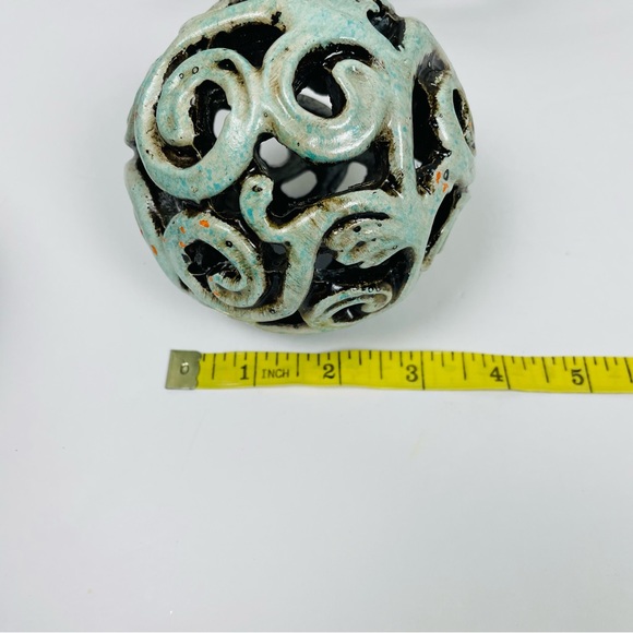 Scroll Wrought Iron Bowl with 3 Hobby Lobby Decorative Balls - Picture 6 of 8